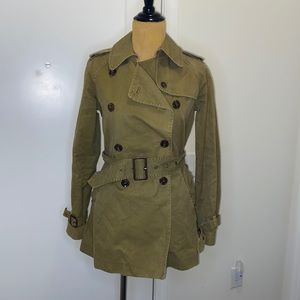 French connection olive trench coat size 6